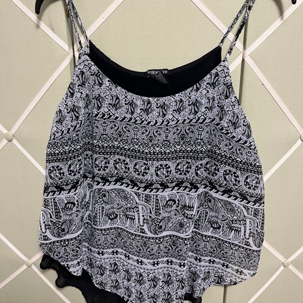 Stoosh Black & White Spaghetti Strap Tank Top